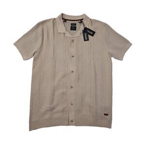 Buffalo David Bitton Men's Button-Up Sweater Men's L Jute Brown Textured NWT